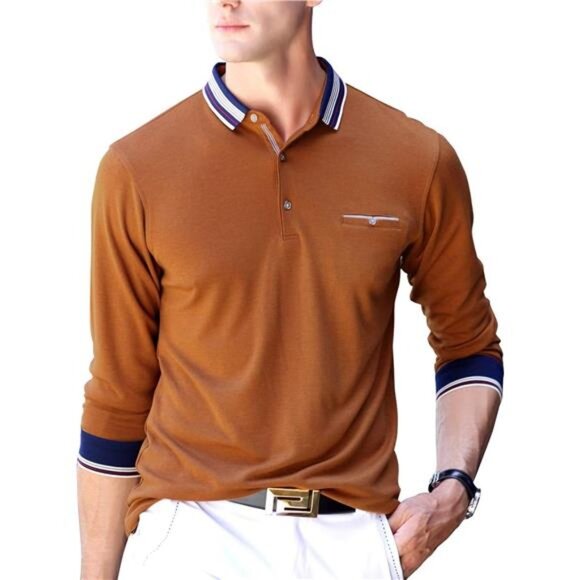 Men's Polo‎ Shirt Casual Long Short Sleeve Classic Cotton T Golf Sport Shirt - Picture 1 of 5